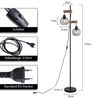 Nettlife Stehlampe Stehleuchte 2 Flammig schwarz Vintage aus Holz 151cm, mit Kippschalter, LED wechselbar, für Wohnzimmer schlafzimmer Esszimmer Büro Bild 4