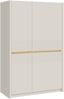 Forte OAK SQUERE Schrank 90 100, eleganter Kleiderschrank mit 2 Türen, Beleuchtung und Lamellendesign, Holzwerkstoff, Mauvella Eiche /Sand, 95,3 cm breit x 146,7 cm hoch x 41,5 cm tief Bild 3