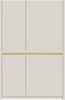 Forte OAK SQUERE Schrank 90 100, eleganter Kleiderschrank mit 2 Türen, Beleuchtung und Lamellendesign, Holzwerkstoff, Mauvella Eiche /Sand, 95,3 cm breit x 146,7 cm hoch x 41,5 cm tief Bild 2