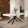 BlingBin Esstisch Ausziehbarer Esstisch, Küchentisch Geeignet für 6-8 Personen (1er Set, 1-St, Produktgröße: 140/180*80*76cm, Tragendes Gewicht: 60kg), Tisch für Esszimmer, Verdickte Tischplatte, Metallbeine, Weiß Bild 5