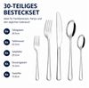 ibettertec Besteck-Set 30-teiliges Edelstahl Besteckset Spülmaschinenfest, 36 Personen, Modern Silber für 6 Personen Bild 2