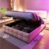 Flieks Polsterbett, Hydraulisches Stauraumbett Doppelbett 180x200cm mit LED-Beleuchtung Bild 4