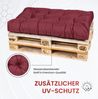 TexDeko® Garden Seitenkissen 60 x 40 x 20/10cm wasserabweisend UV - beständig gesteppt Premium Kissen für Europaletten In- & Outdoor Palettenpolster (Bordeaux) Bild 4