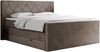 Boxspringbett KING EIGAR, mit einer Doppelmatratze, einem genähten Kopfteil - 200x200 - Braun Velours - H4 Bild 3