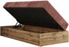 Boxspringbett, Einzelbett WOOD ZERO 90 x 200 cm, Hotelbett ohne Kopfteil, Bett mit Stauraum, 7-Zonen Multipocket-Matratze - Rosa Cordstoff - H3 - Topper T25 Bild 5