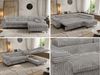 MKS Möbel 'Pablo L-Form' Ecksofa mit Schlaffunktion, verstellbare Kopfstützen, Hellgrau, Cordstoff, Visco Topper, Rechts Bild 2