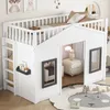 Hochbett mit Lattenrost und Spielraum, Kinderbett mit Rausfallschutz und Leiter, 90x200 cm, Jugendbett Bild 4