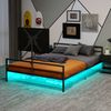 Schwarzes Gaming-Bett aus Metall mit LED-Beleuchtung, Monitorhalterung und Stauraum Bild 4