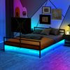 Schwarzes Gaming-Bett aus Metall mit LED-Beleuchtung, Monitorhalterung und Stauraum Bild 2