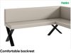 MEBLINI Eckbank für Esszimmer mit ausziehbarem Tisch - Küchenbank - Essecke - Sitzecke Küche - TONI - X-Beine 128x168x87cm Rechts - Beige Kunstleder/M Weiß Hochgl. Bild 5
