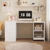 Flieks Regal-Schreibtisch 2-in-1 ausziehbar Computertisch mit Rollen/Schrank mit Ablagen (Tischplatte: 84x51 cm, Mehrzweckschrank: 55x40x75 cm, Gesamtlänge 126 cm, 1-St), Multifunktionaler Klapptisch Eckschreibtisch Arbeitstisch Büro Weiß Bild 4