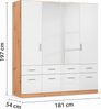 rauch Kleiderschrank; Drehtürenschrank CELLE, 4-türig, 2 Spiegeltüren, 8 Schubkästen, Hochglanz alpinweiß/Eiche Artisan, 181x197x56xcm Bild 4
