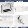 Aluminiumbox mit Deckel - Abschließbar | Alubox Deichselbox Alu Anhängerbox Werkzeugkiste Metall Transportbox Metallkiste, 90x47x33,5cm Silber Bild 5