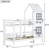 Etagenbett mit Handlauf und Fenster, Hausbett, Kinderbett mit Fallschutz und Gitter, Rahmen aus Kiefer, weiß (90x200cm) Bild 4