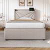 Polsterbett 90x200 cm mit Stauraum,Kopfteil mit USB & Typ-C Ladefunktion,Beige Bild 4