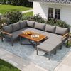 Merax Gartenlounge-Set für 7-8 Personen, Gartenmöbel, Gartenmöbel Set für Garten, Balkon, Terrasse, wetterfest Sitzgruppe Essgruppe, Moderne Gartengarnitur,Gartenmöbelset mit Gestell aus verzinktem Eisen Bild 3