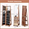 Abschließbarer Schmuckschrank mit integriertem Schminkspiegel verstellbaren Ablagen & Stauraum Braun Bild 2