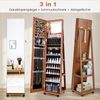 Abschließbarer Schmuckschrank mit integriertem Schminkspiegel verstellbaren Ablagen & Stauraum Braun Bild 3