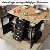 Kücheninsel aus MDF mit Klapptisch, 137,9x73x92,5 cm, Schwarz Bild 2