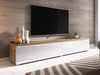 TV-Lowboard Stone 180, mit weißer LED Beleuchtung, Farbe: Wotan / Weiß Hochglanz Bild 3