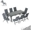 HOMALL Garten-Essgruppe Gartenmöbel Set aus klappbarer Armlehnstuhl und Aluminium Gartentisch, (9-tlg, 8 Klappstuhl (bis 160kg), 1Tisch (bis 100kg), Aluminium, Textilgewebe), Holzoptik Tisch & klappbare Stühle mit 7-fach verstellbarer Lehne Bild 2