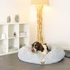 lionto Donut Hundebett, rundes Hundesofa mit Plüschbezug & Anti-Rutsch-Noppen, weich & gemütlich, 100 cm Durchmesser, hellgrau Bild 2