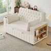 Merax Schlafsofa, Klappsofa mit Stauraum und Schlaffunktion, Getränkehalter, USB-Ladeanschluss und Kissen, platzsparende Couch Beige Bild 3