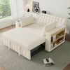 Merax Schlafsofa, Klappsofa mit Stauraum und Schlaffunktion, Getränkehalter, USB-Ladeanschluss und Kissen, platzsparende Couch Beige Bild 2