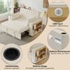 Merax Schlafsofa, Klappsofa mit Stauraum und Schlaffunktion, Getränkehalter, USB-Ladeanschluss und Kissen, platzsparende Couch Beige Bild 5