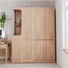 Kleiderschrank aus Holz mit Schubladen & offenem Hängebereich, 140x40x170 cm, Naturholz Bild 3