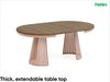 MEBLINI Esstisch Rund Ausziehbar aus Metall - 120-196x76 cm - CONEY - Davos Eiche/Kupferfarbe - Loft - Esszimmertisch Modern - Küchentisch - Ausziehtisch - Round Dining Table Bild 2