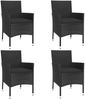 vidaXL 5-tlg. Garten-Essgruppe mit Kissen Schwarz Poly Rattan 3187326 Bild 4