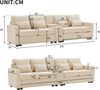 4-Sitzer Sofa B 290 x T 83 x H 88 cm aus Leinenstoff mit USB und Konsole Bild 5