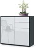 Vladon Sideboard Ben, Kommode mit 2 Türen und 2 Schubladen, Schwarz matt/Weiß Hochglanz (79 x 74 x 36 cm) Bild 5
