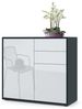 Vladon Sideboard Ben, Kommode mit 2 Türen und 2 Schubladen, Schwarz matt/Weiß Hochglanz (79 x 74 x 36 cm) Bild 4