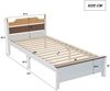Novelux Einzelbett 90x200 Holzbett mit Mittelfuß und Kopfteil – Kiefernholz und MDF, Weiß, Colour-Blocking, ohne Matratze Bild 2