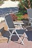 Garten-Sitzgruppe ARNO 7-tlg. - Aluminium, Grau | Gartenmöbel-Set Gartengarnitur Garten-Essgruppe mit Hochlehner-Klappstühlen und Esstisch Bild 3