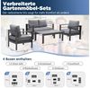 MeXo Gartenlounge-Set Balkon Möbel Set mit Tisch Aluminium 4 teilig outdoor wetterfest, (12cm Deluxe Relax-Sitzkissen, 4-tlg, Belastbarkeit pro Sitzplatz 140kg), Terrassenmöbel Set mit Tisch 110 x 62 x 41 cm, elegant symmetrisch Bild 3