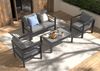 MeXo Gartenlounge-Set Balkon Möbel Set mit Tisch Aluminium 4 teilig outdoor wetterfest, (12cm Deluxe Relax-Sitzkissen, 4-tlg, Belastbarkeit pro Sitzplatz 140kg), Terrassenmöbel Set mit Tisch 110 x 62 x 41 cm, elegant symmetrisch Bild 2