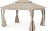 Blumfeldt Mondo Dual Pavillon 3x4 – Doppeldach & Moskitonetze, Rostfreier Metallrahmen, Wetterfeste Überdachung, Gartenpavillon, Beige Bild 4