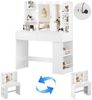 HOMALL Schminktisch mit Spiegel, LED-Beleuchtung, einstellbare Helligkeit, ostern (Langex Brete x Hthe) 90/110 x 40x 135 cm. B ofene Facher (2 seitiche Facher sind nach inks und rechts verschiebban. 2 groBe Schubladen) Bild 2