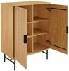 Kommode 80 x 40 cm MDF Eichenholzfurnier geriffelt mit 2 Türen und 4 Regalböden Bild 3