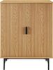 Kommode 80 x 40 cm MDF Eichenholzfurnier geriffelt mit 2 Türen und 4 Regalböden Bild 1