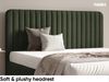 MEBLINI Polsterbett 140x200 mit Lattenrost ohne Matratze – BRIATORE – Grün Samt – Doppelbett mit Bettkasten - Stauraumbett - Kopfteil Bett mit Stauraum Bild 4