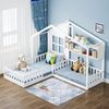 Weißes Hausbett Mit Regalen 90x200 Massivkiefer Bodenbett Sicherheitsseitenschienen 120kg Tragkraft Kinderzimmer Spielbett Bild 2