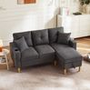 Sofa 175 x 129 x 90 cm mit Chaiselongue, Stauraum & Getränkehaltern – 3-Sitzer in Dunkelgrau Bild 2