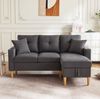 Sofa 175 x 129 x 90 cm mit Chaiselongue, Stauraum & Getränkehaltern – 3-Sitzer in Dunkelgrau Bild 3