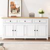 Sideboard 160 x 35 x 76 cm aus MDF in Weiß mit Holzoptik-Oberseite, 3 Schubladen & 4 Türen Bild 3