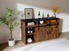 HOMAVO Sideboard HG1 kommode mit Schiebetüren & 4 Schubladen – 140 cm (FSC®, viel Stauraum, pflegeleicht), für Wohnzimmer Schlafzimmer Büro Flur Bild 3