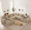 Modulares Ecksofa aus Cord, flexibel kombinierbar, 386 x 177 x 69 cm, beige Bild 4